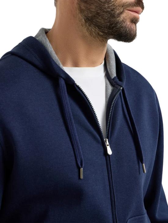 26SS 브루넬로 쿠치넬리 더블 페이스 스웨트 집업 후디 MM8319069GC1265 Blue - BRUNELLO CUCINELLI