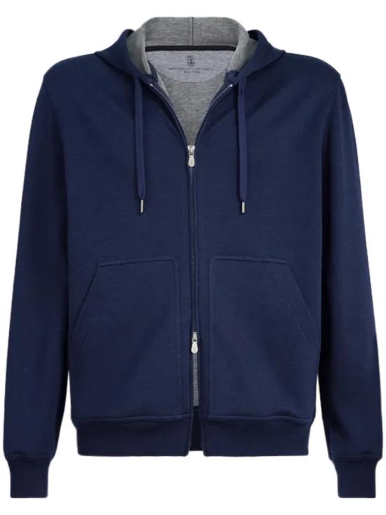 26SS 브루넬로 쿠치넬리 더블 페이스 스웨트 집업 후디 MM8319069GC1265 Blue