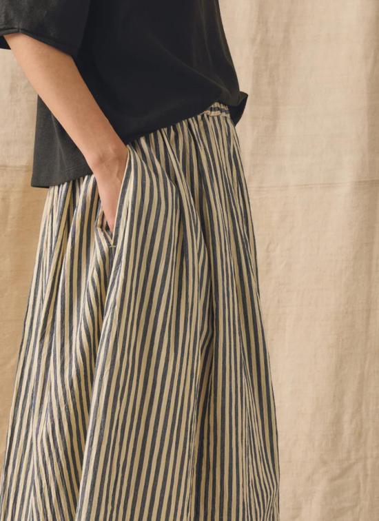  토스트 롱 스커트 플리츠 코튼 스트라이프 - TOAST