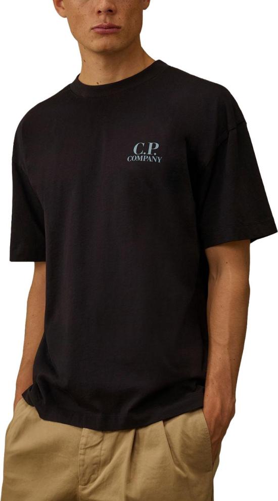 26SS 씨피 컴퍼니 30/1 저지 숏슬리브 로고 티셔츠 20CMTS086A005100W888 BLACK - C.P. COMPANY