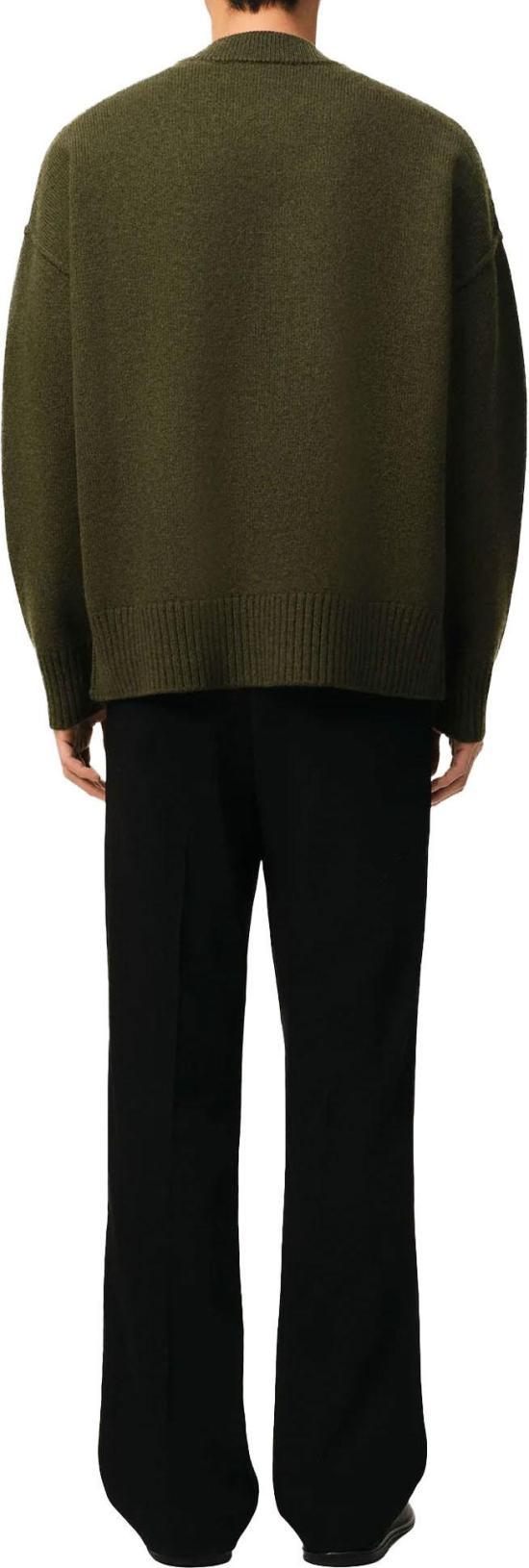 26FW 아미 가디건 AMIDECOEURFELTEDWOOLCARDIGANARMYGREEN DONKERGREEN - AMI