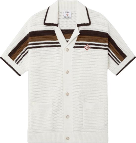 26FW 카사블랑카 반팔 셔츠 GEHAAIDEOVERHEMD WHITE