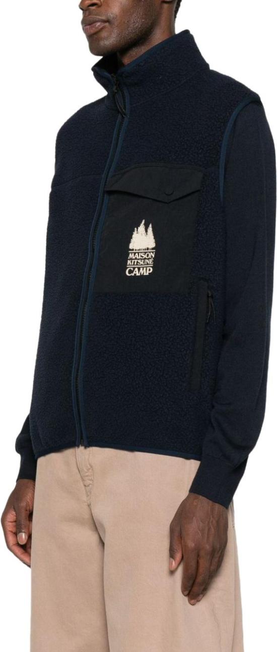 25FW 메종키츠네 캐주얼 플리스 베스트 PM02137WM2031P480 NAVY - MAISON KITSUNE