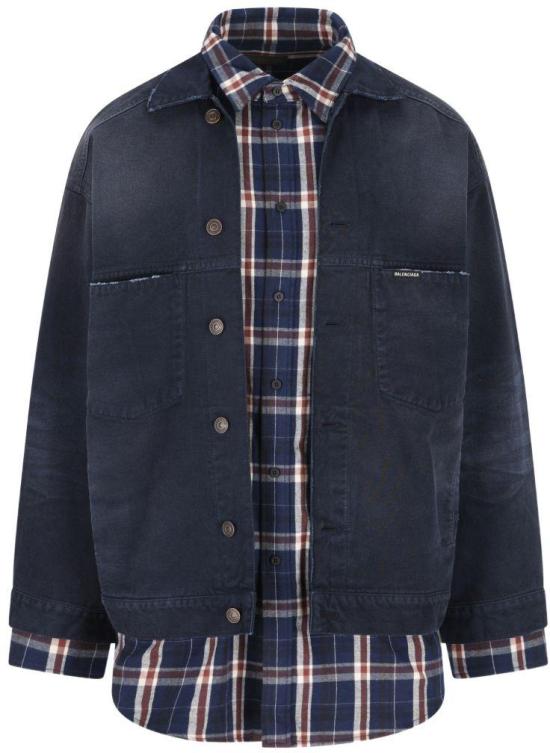 26SS 발렌시아가 패치드 셔츠 재킷 857174TTW648074 NAVY