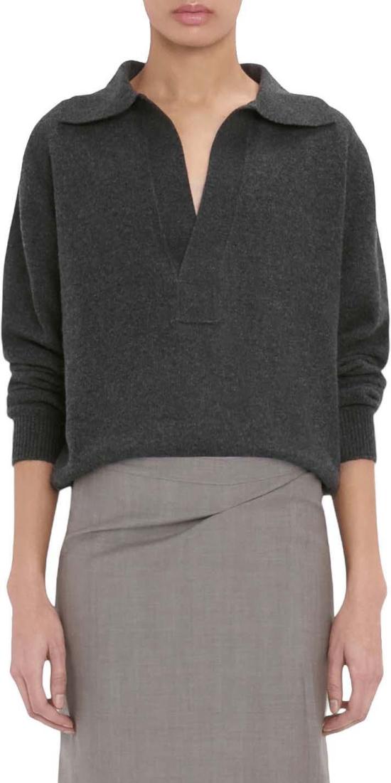 26FW 빅토리아 베컴 스웨터 VICTORIABECKHAM1326KJU007475A9896POLOCOLLARJUMPERPOLOSHIRTSKNITDARKGREY DONKERGREY - VICTORIA BECKHAM