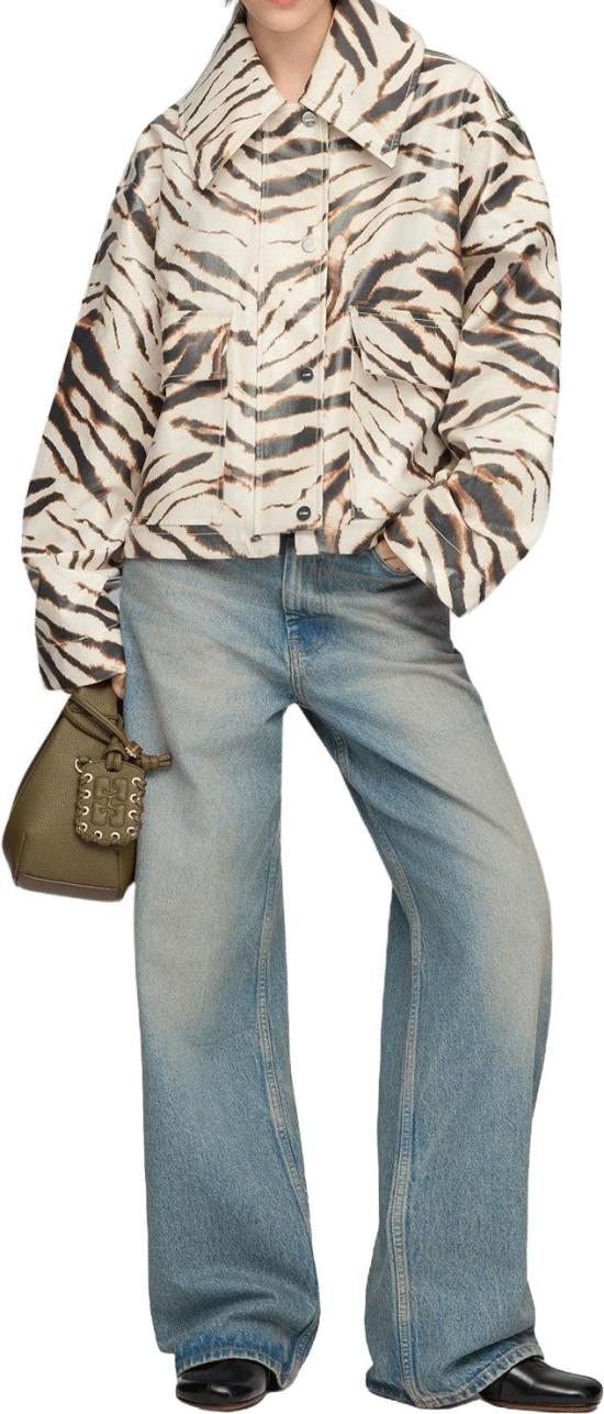 26FW 가니 자켓 GANNIA1130009135PRINTEDLAMINATEDCOTTONCANVASBARNJACKETJACKETSOFFWHITEDESSIN DIVERS - GANNI