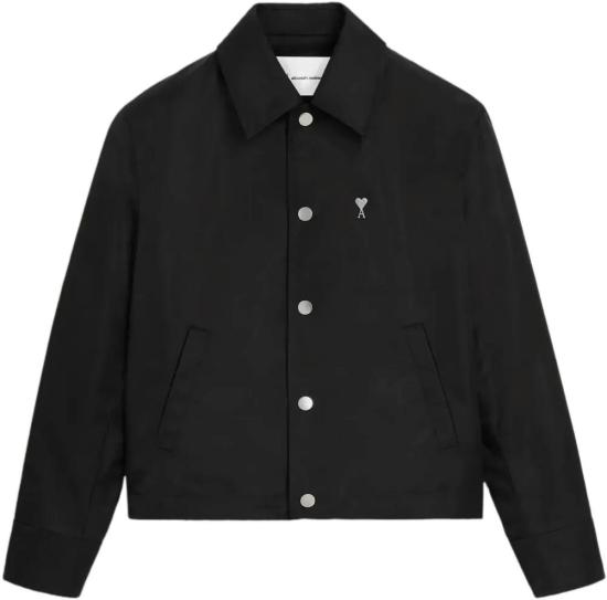 26SS 아미 코트 BLOUSONBOUTONNEAVECRIVETAMIDECOEURNOIRUJK872PA0037 BLACK