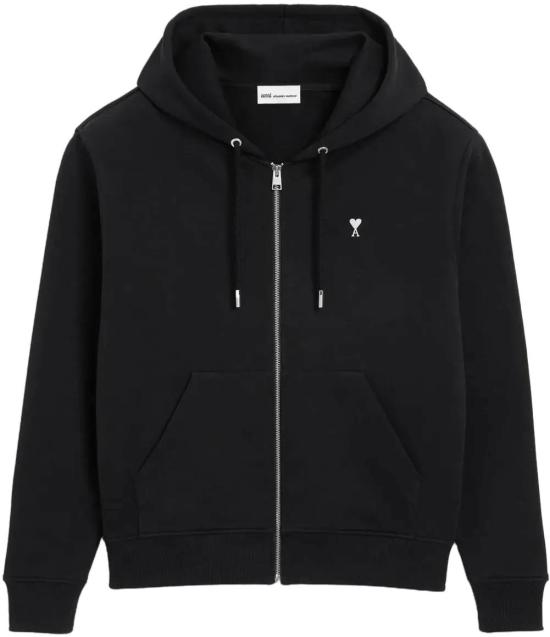 26SS 아미 니트 베스트 HOODIEAMIDECOEURCONTRASTENOIRBLANCCREMEHSW765730 BLACK