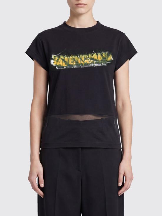 26SS 발렌시아가 반팔 티셔츠 871744TUVI7 1000 Black