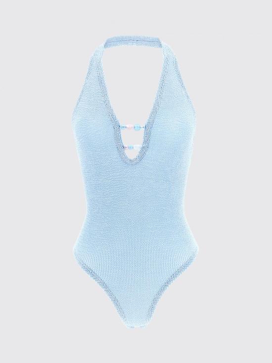 26SS 훈자 지 원피스 수영복 ADRIANABEADEDSWIM METALLICICE Blue - HUNZA G