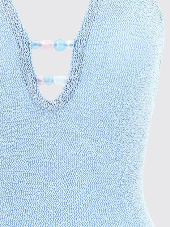 26SS 훈자 지 원피스 수영복 ADRIANABEADEDSWIM METALLICICE Blue - HUNZA G