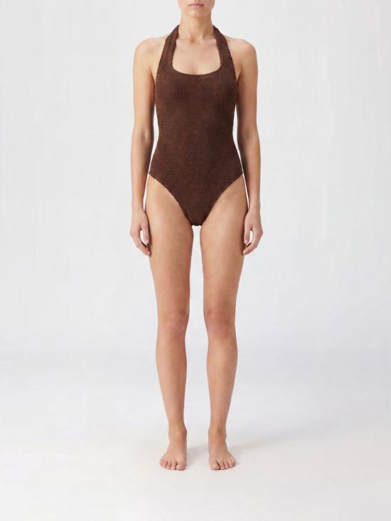 26SS 훈자 지 원피스 수영복 SANDYSWIM METALLICCHOCOLATE Brown
