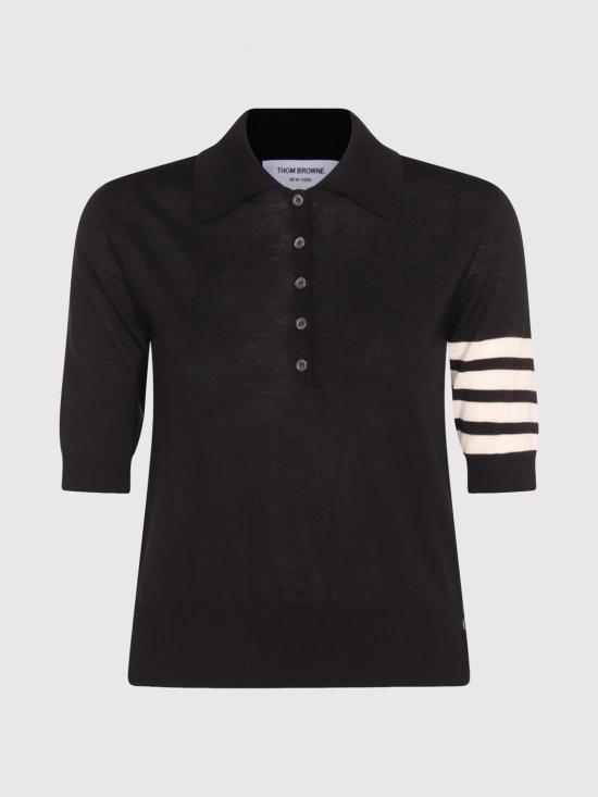 26FW 톰브라운 울 4바 릴렉스드 폴로 니트 FKP053AY1014 415 Navy - THOM BROWNE