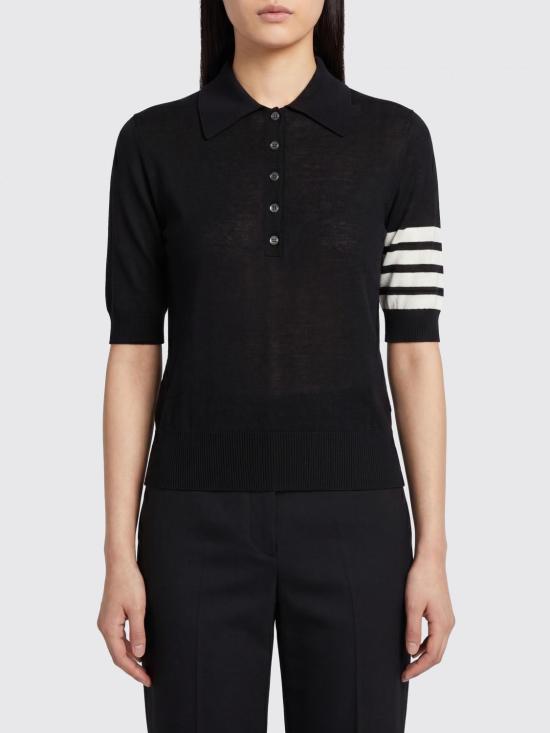 26FW 톰브라운 울 4바 릴렉스드 폴로 니트 FKP053AY1014 415 Navy