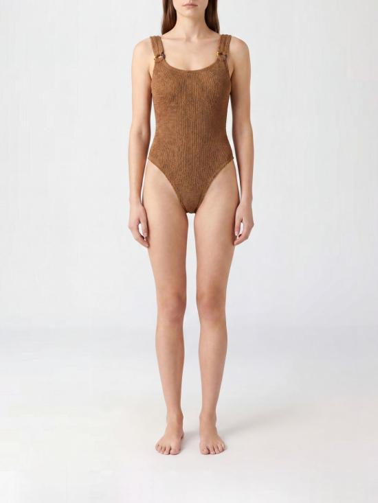 26SS 훈자 지 원피스 수영복 DOMINOSWIM METALLICCOCOA Beige