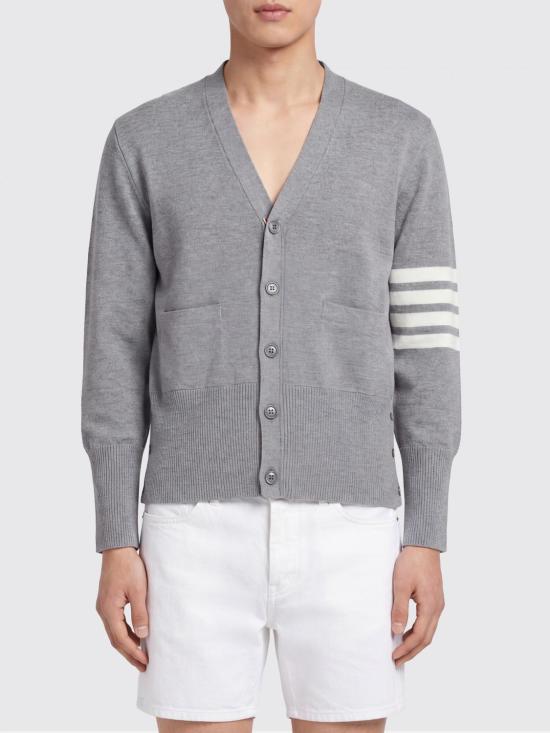 26SS 톰브라운 울 4바 브이넥 가디건 MKC160A00014 055 Grey