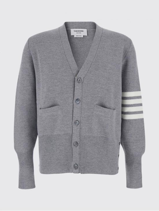 26SS 톰브라운 울 4바 브이넥 가디건 MKC160A00014 055 Grey - THOM BROWNE
