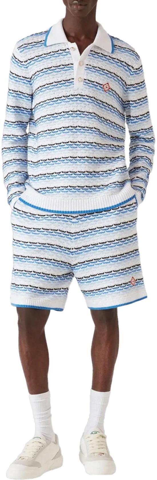26SS 카사블랑카 스웨터 TUCKSTITCHLONGSLEEVEPOLOSHIRTBLUE LICHTBLUE - CASABLANCA