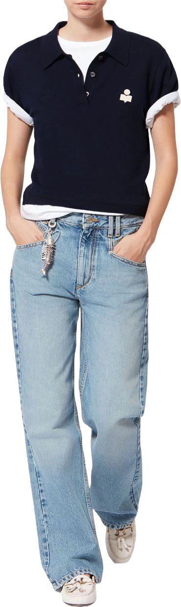 26SS 이자벨마랑 폴로 티셔츠 PU0849FAC1L17E30MI NAVY - ISABEL MARANT