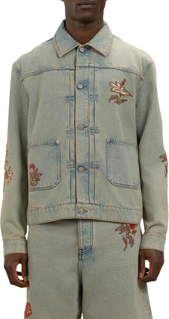 26SS 드롤드무슈 데님 자켓 BRODEEFLEURSDUSTYDENIMJACKET LICHTBLUE - DROLE DE MONSIEUR