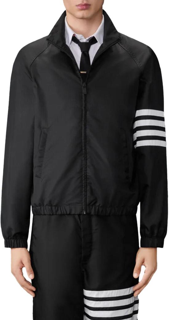 26SS 톰브라운 코트 ZIPFRONTRAGLANTRACKJACKETW4BARINSHINYRIPSTOP1 BLACK - THOM BROWNE