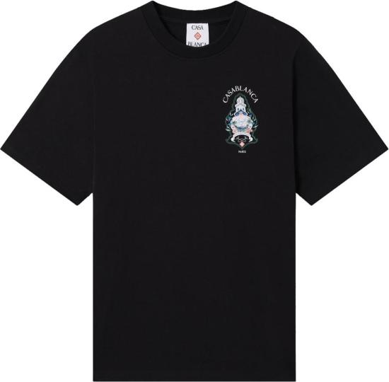 26FW 카사블랑카 반팔 티셔츠 HOTELEMBLEMTSHIRT BLACK