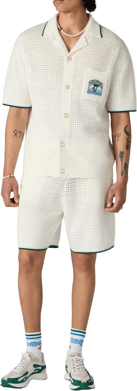 26FW 카사블랑카 반팔 셔츠 PALMBOOMEMBLEEMGEHAAKTESHIRT WHITE - CASABLANCA