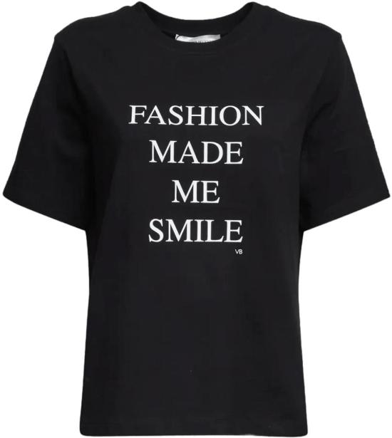 26SS 빅토리아 베컴 탑 FASHIONMADEMESMILESLOGANTSHIRT BLACK