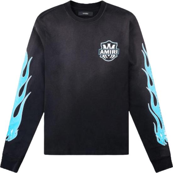 26SS 아미리 긴팔 티셔츠 AMIRIEAGLEFLAMESLSTEEBLACK DONKERGREY