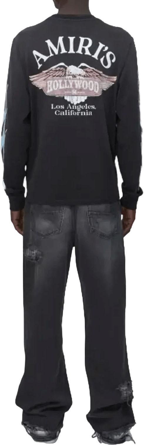 26SS 아미리 긴팔 티셔츠 AMIRIEAGLEFLAMESLSTEEBLACK DONKERGREY - AMIRI