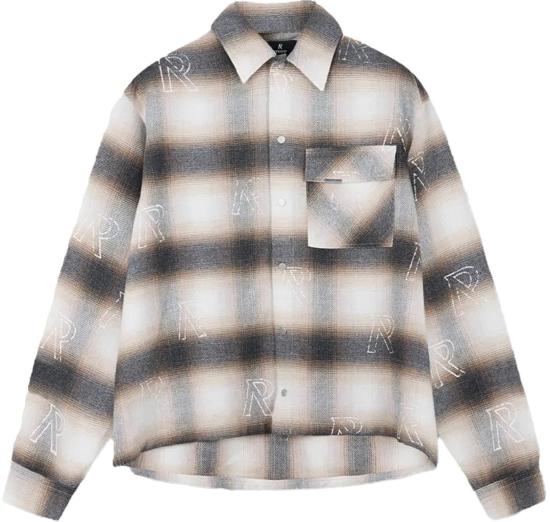 26SS 리프레젠트 셔츠 ALLOVERINITIALFLANNELLATTE BEIGE