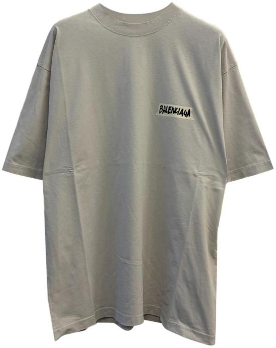 26SS 발렌시아가 마스킹 테이프 티셔츠 미디움 핏 764235TTVL69012 LICHTGREY