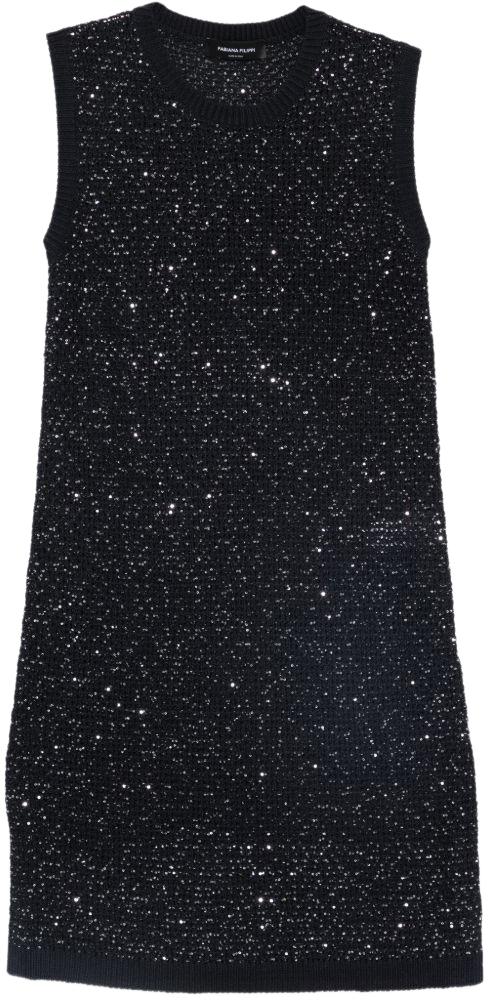 26SS 파비아나 필리피 시퀸 코튼 테이프 미니 드레스 ABD276F593M120VR5 BLACK