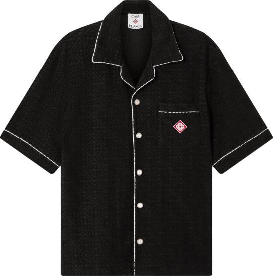 26FW 카사블랑카 반팔 셔츠 BADSTOFOVERHEMDMETMONOGRAM BLACK