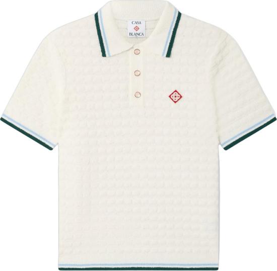 26FW 카사블랑카 폴로 티셔츠 POLOMETBOUCLGEBREID WHITE