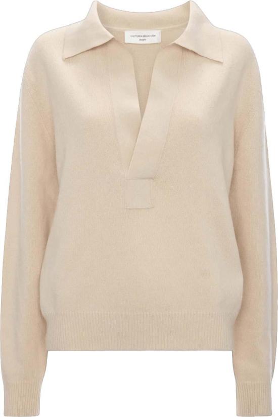 26FW 빅토리아 베컴 스웨터 VICTORIABECKHAM1326KJU007475A9893POLOCOLLARJUMPERPOLOSHIRTSKNITLIGHTBEIGE WHITE
