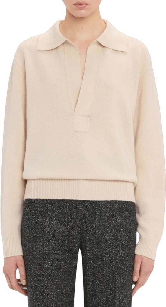 26FW 빅토리아 베컴 스웨터 VICTORIABECKHAM1326KJU007475A9893POLOCOLLARJUMPERPOLOSHIRTSKNITLIGHTBEIGE WHITE - VICTORIA BECKHAM