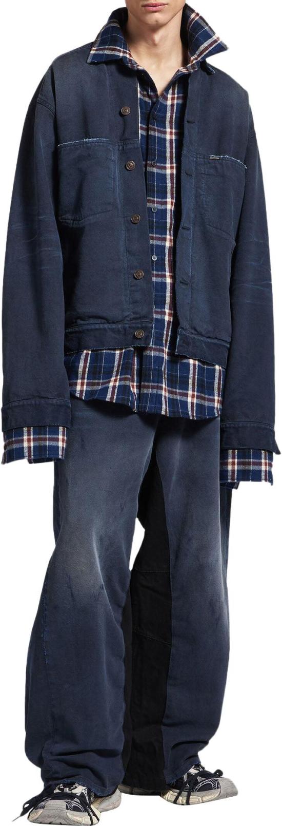 26SS 발렌시아가 데님 자켓 PATCHEDSHIRTDENIMJACKET NAVY - BALENCIAGA