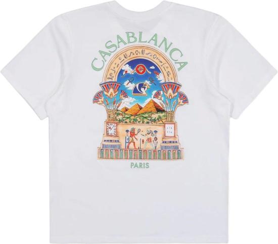 26FW 카사블랑카 반팔 티셔츠 EGYPTHISCHBOOGTSHIRT WHITE - CASABLANCA