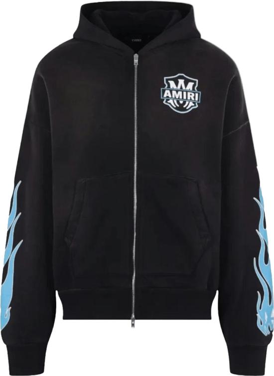 26SS 아미리 후드 티셔츠 MAFLAMESZIPHOODIEBLACK