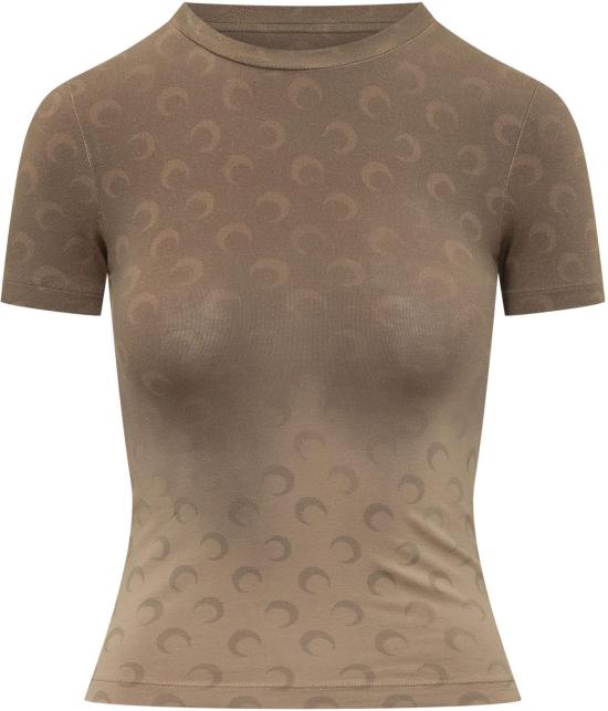 26SS 마린세르 문 로고 저지 베이비핏 티셔츠 WTT012ACJER0114 BG40 BEIGE DOM