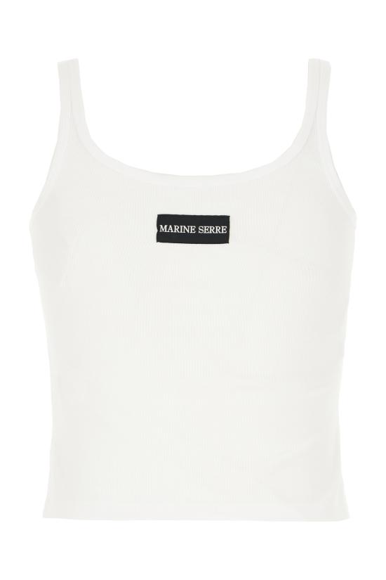 26SS 마린세르 문 로고 리브드 저지 크롭드 탱크탑 WTO507ACJER0011 WH10 WHITE DOM - MARINE SERRE