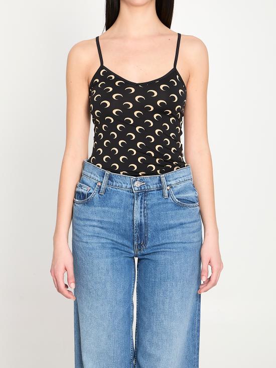 26SS 마린세르 문 프린트 저지 스트랩 탑 WTO508ACJER0001 IT99 BLACK DOM