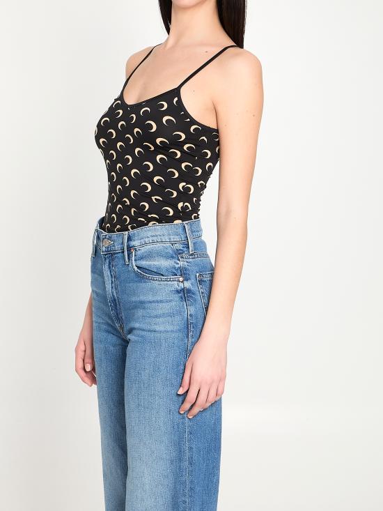 26SS 마린세르 문 프린트 저지 스트랩 탑 WTO508ACJER0001 IT99 BLACK DOM - MARINE SERRE