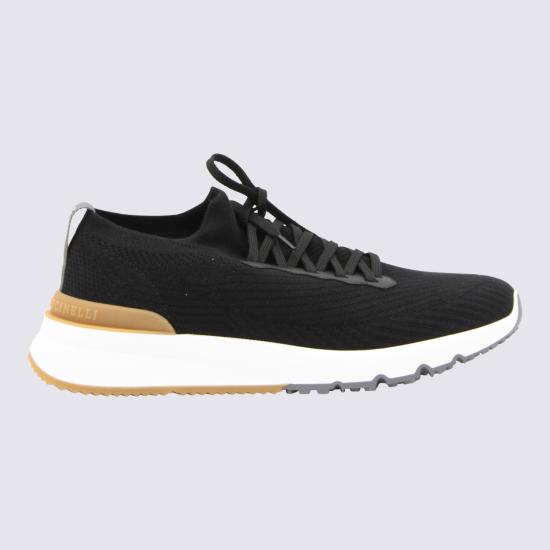 26FW 브루넬로 쿠치넬리 코튼 니트 세미 폴리쉬드 카프스킨 러너 MZUPMBO252 CIK10 Black