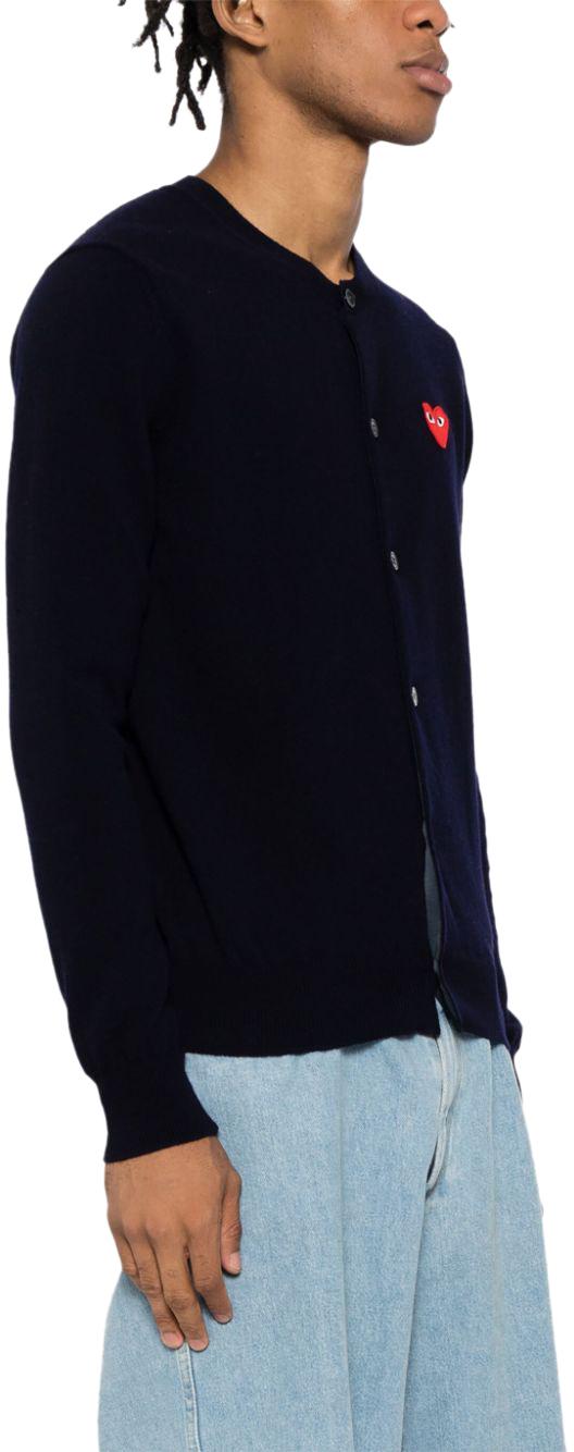25FW 꼼데가르송 플레이 레드 하트 니트 가디건 AXN0072 BLACK - COMME DES GARCONS