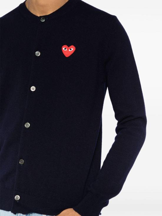 25FW 꼼데가르송 플레이 레드 하트 니트 가디건 AXN0072 BLACK - COMME DES GARCONS