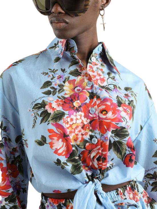 26SS 돌체앤가바나 플라워 부케 프린트 코튼 셔츠 F5T76THS5UUHC5ZO LICHTBLUE - DOLCE & GABBANA