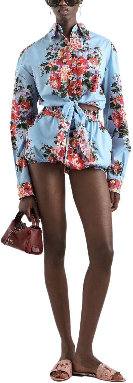 26SS 돌체앤가바나 플라워 부케 프린트 코튼 셔츠 F5T76THS5UUHC5ZO LICHTBLUE - DOLCE & GABBANA