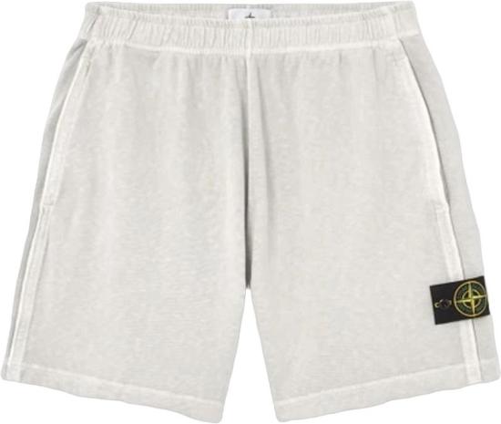 26SS 스톤 아일랜드 숏팬츠 OLDEFFECTMALFILEFLEECESHORTSPEARLGREYL1S156200014S0060V0161 WHITE